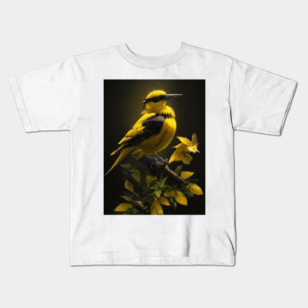 Beautiful yellow bird art Kids T-Shirt by Spaceboyishere